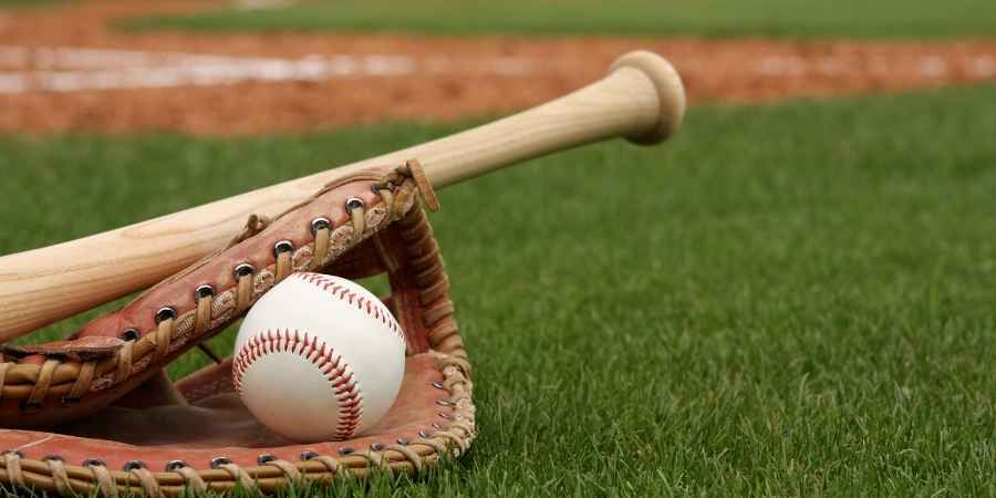 Baseball, bat, glove