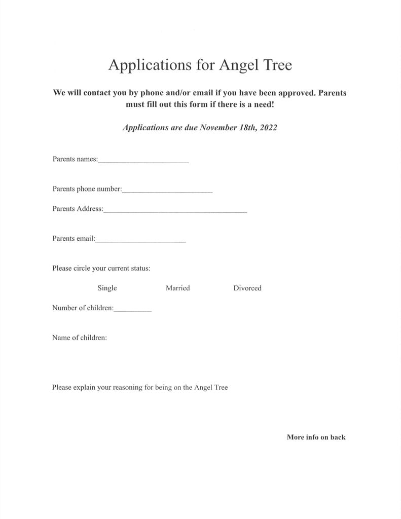 Angel Tree Application